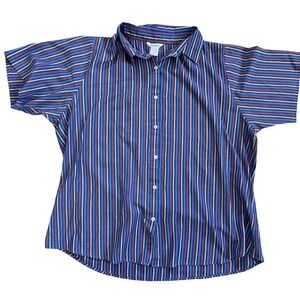 Silhouettes Striped Button Up Shirt Women's Short Sleeve Multicolor 1X